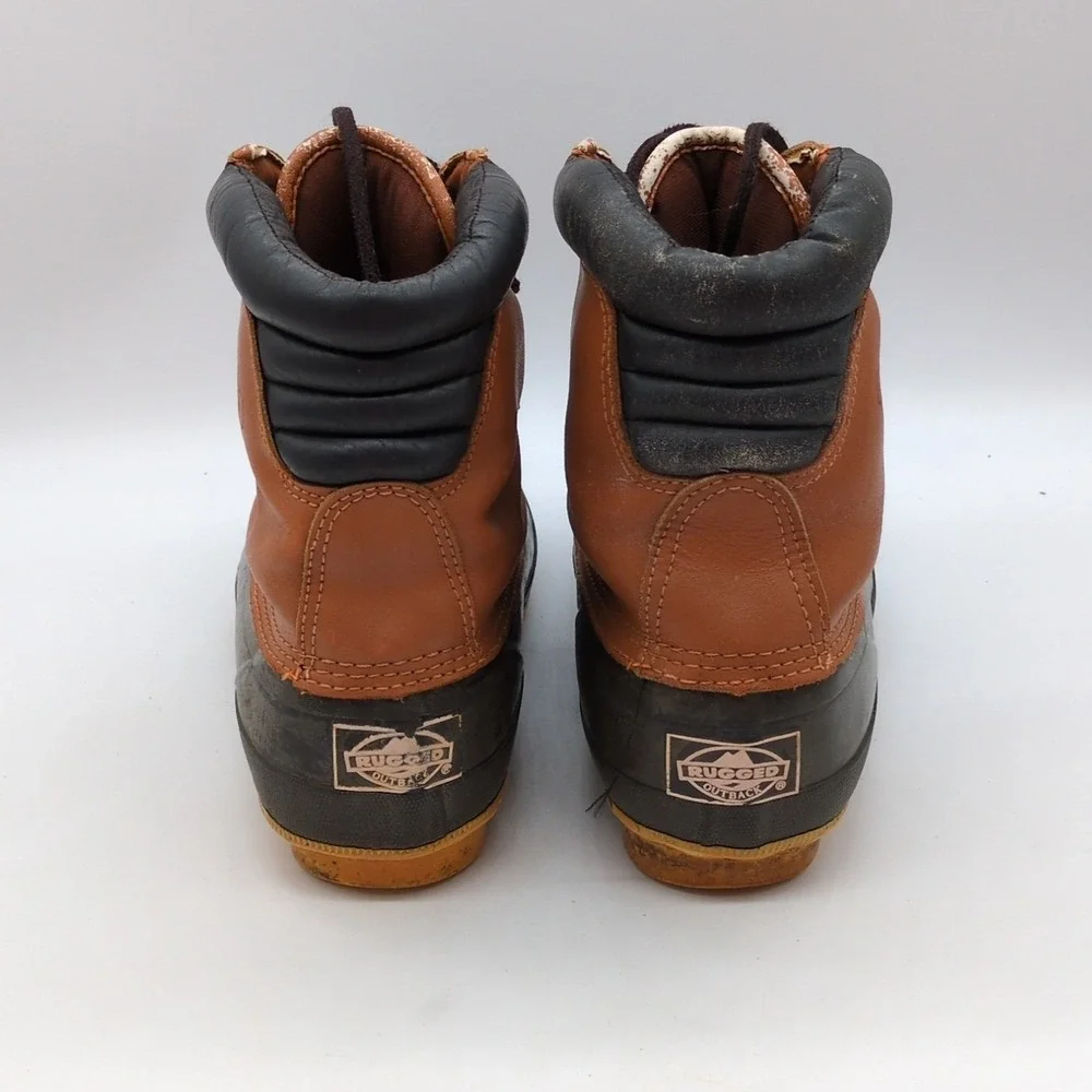 Rugged Outback Boots Mens Brown 8 Leather Rubber Duck‎ Shoes Insulated Warm Work